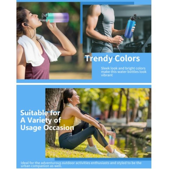 Insulated Stainless Steel Sports Water Bottle - Leak Proof w/ 2 Lids - Picture 9 of 10